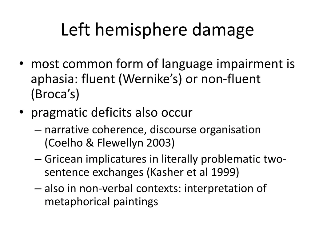 left hemisphere damage