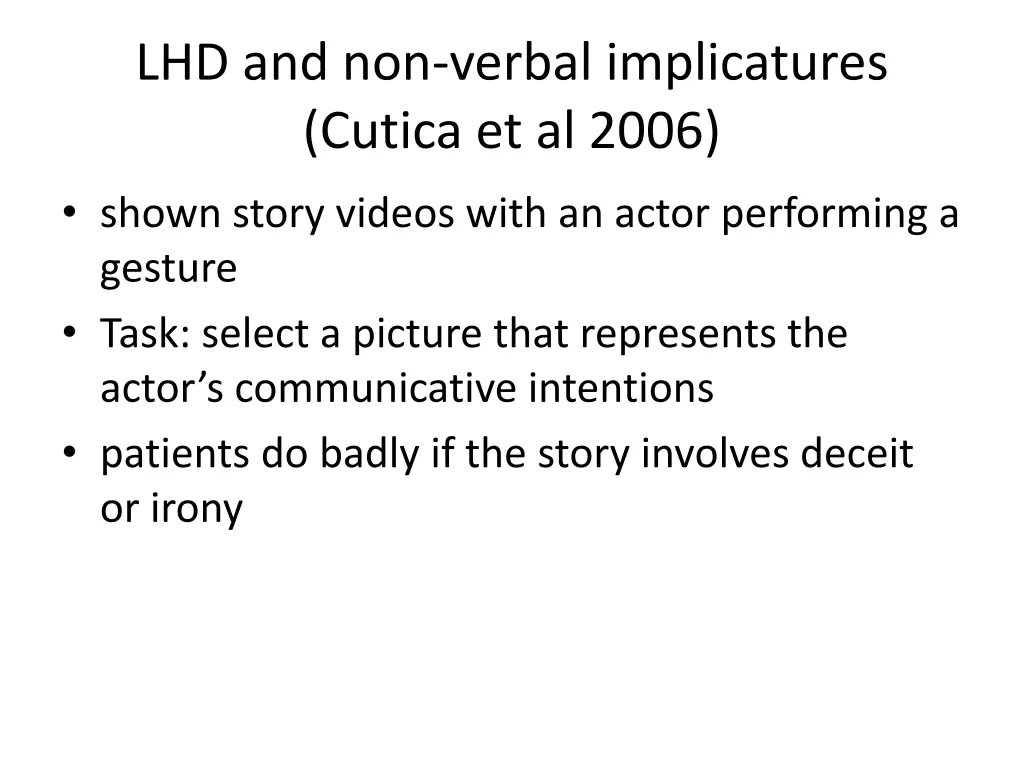 lhd and non verbal implicatures cutica et al 2006