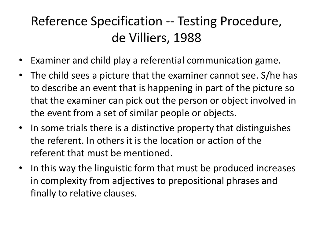 reference specification testing procedure