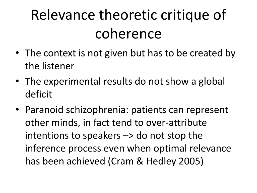 relevance theoretic critique of coherence