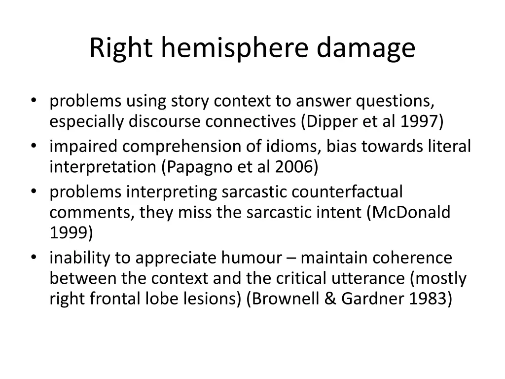 right hemisphere damage