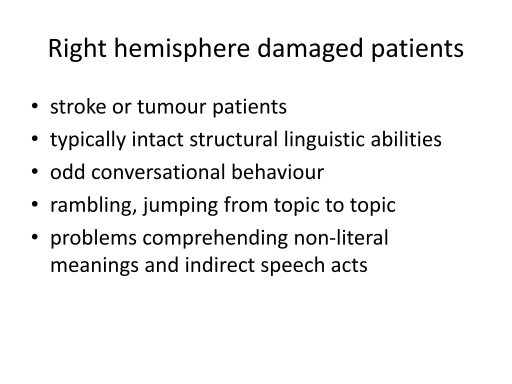 right hemisphere damaged patients