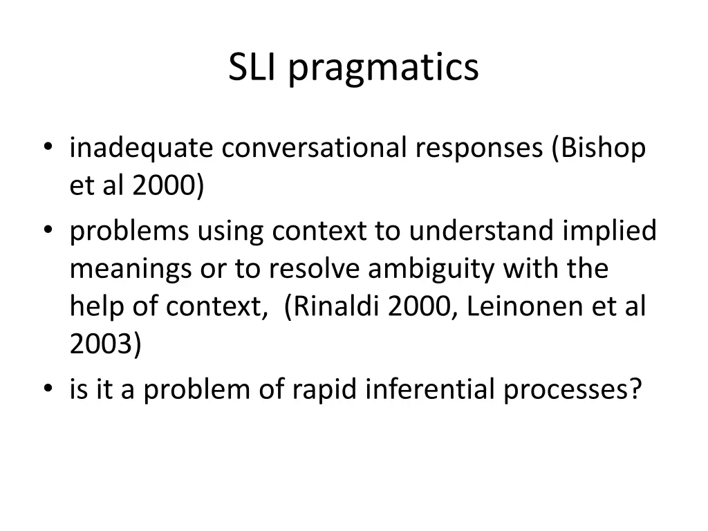 sli pragmatics