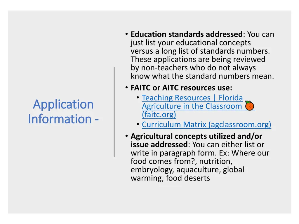 education standards addressed you can just list