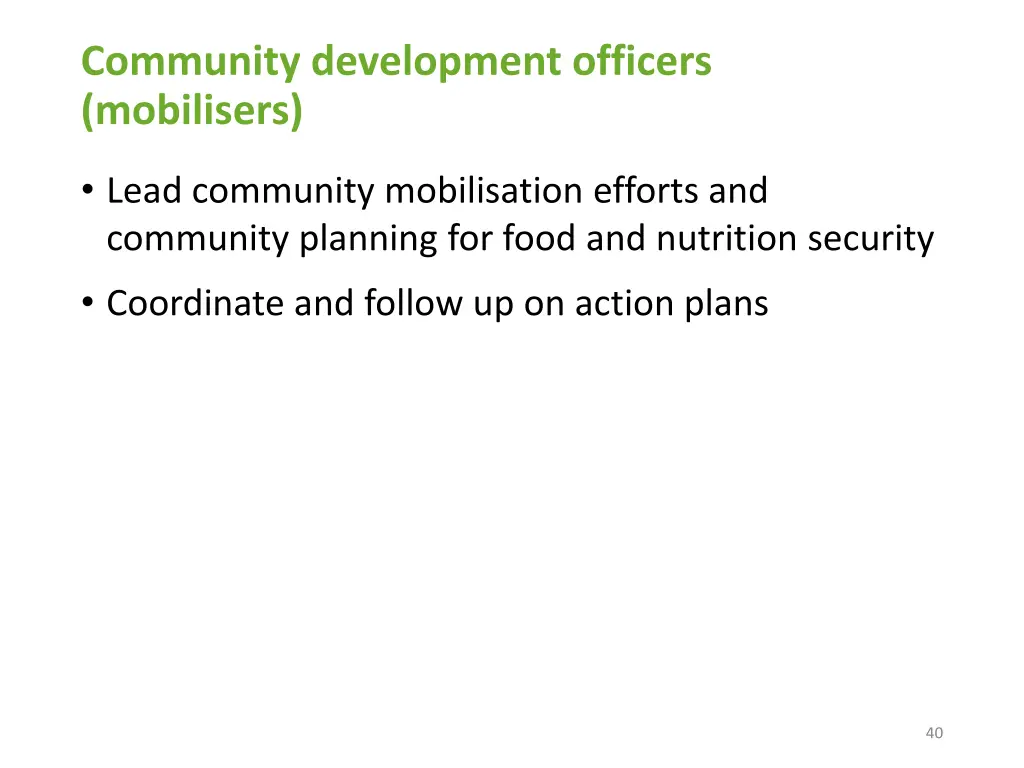 community development officers mobilisers