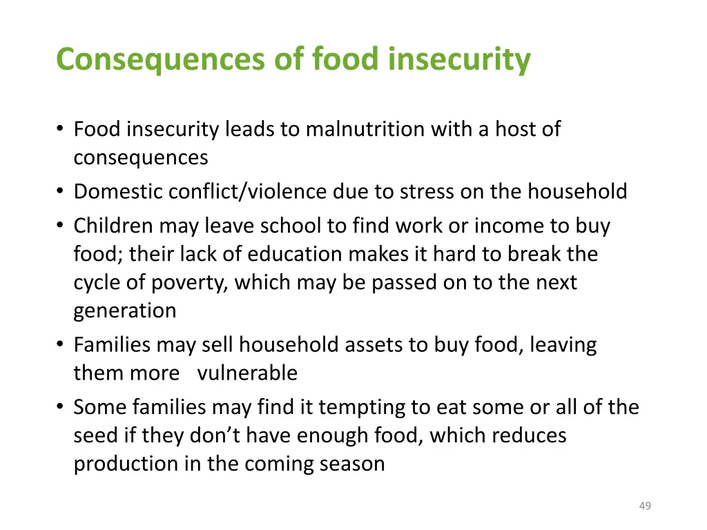 consequences of food insecurity