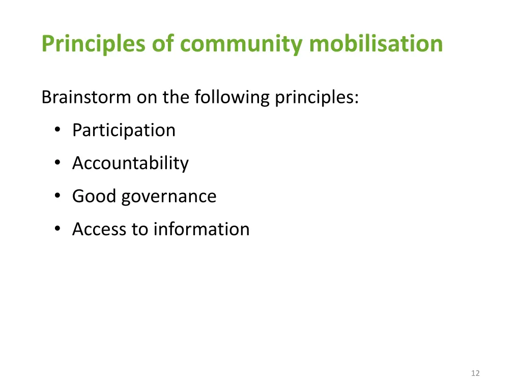 principles of community mobilisation