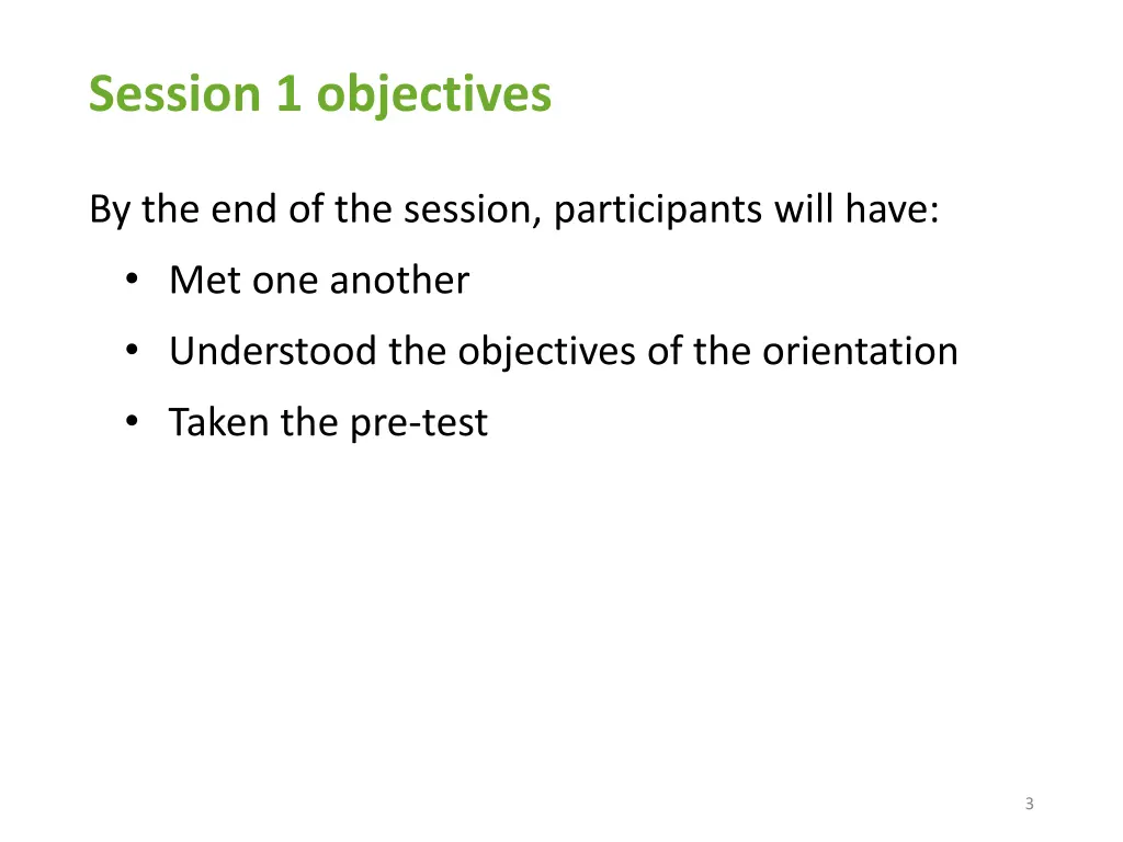 session 1 objectives