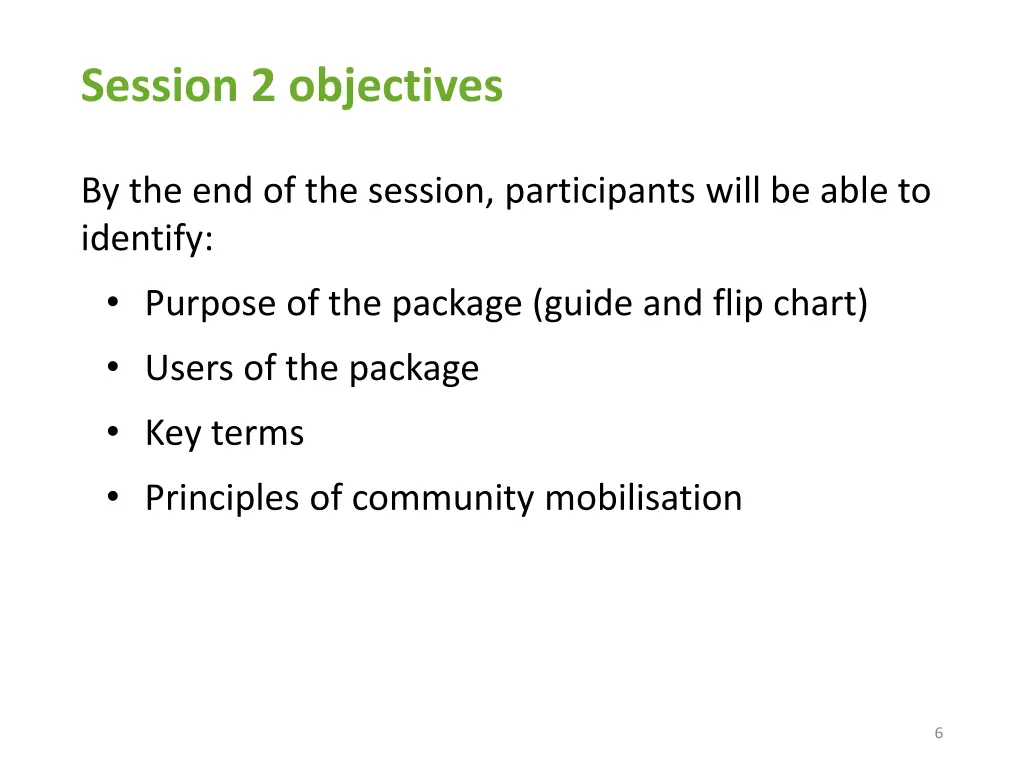 session 2 objectives