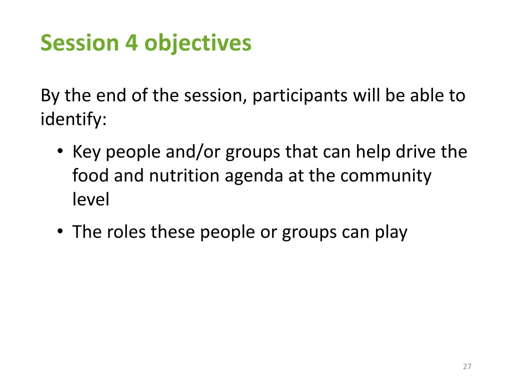 session 4 objectives