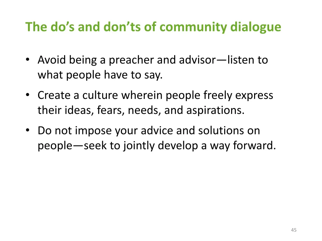 the do s and don ts of community dialogue