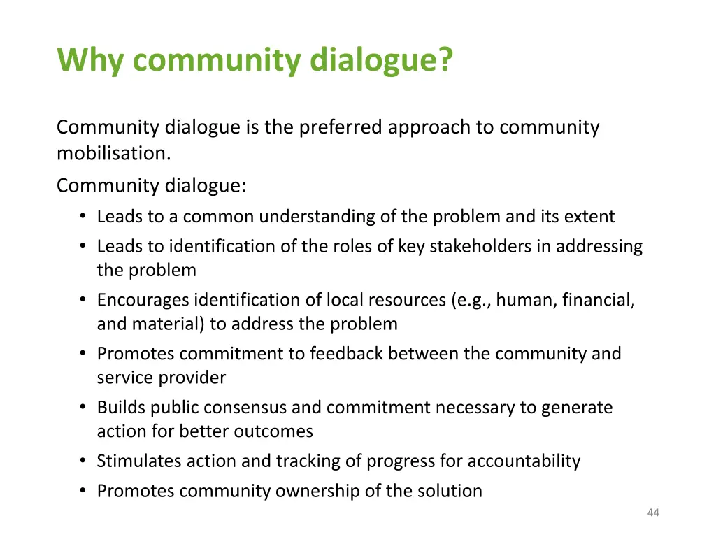 why community dialogue