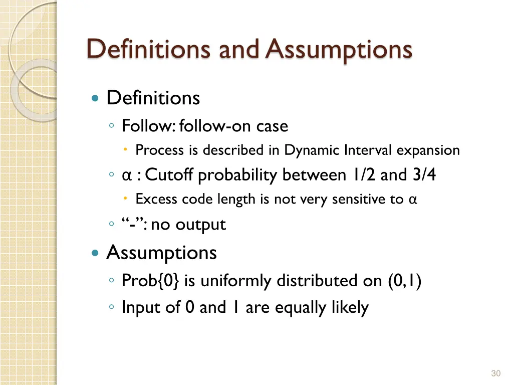 definitions and assumptions