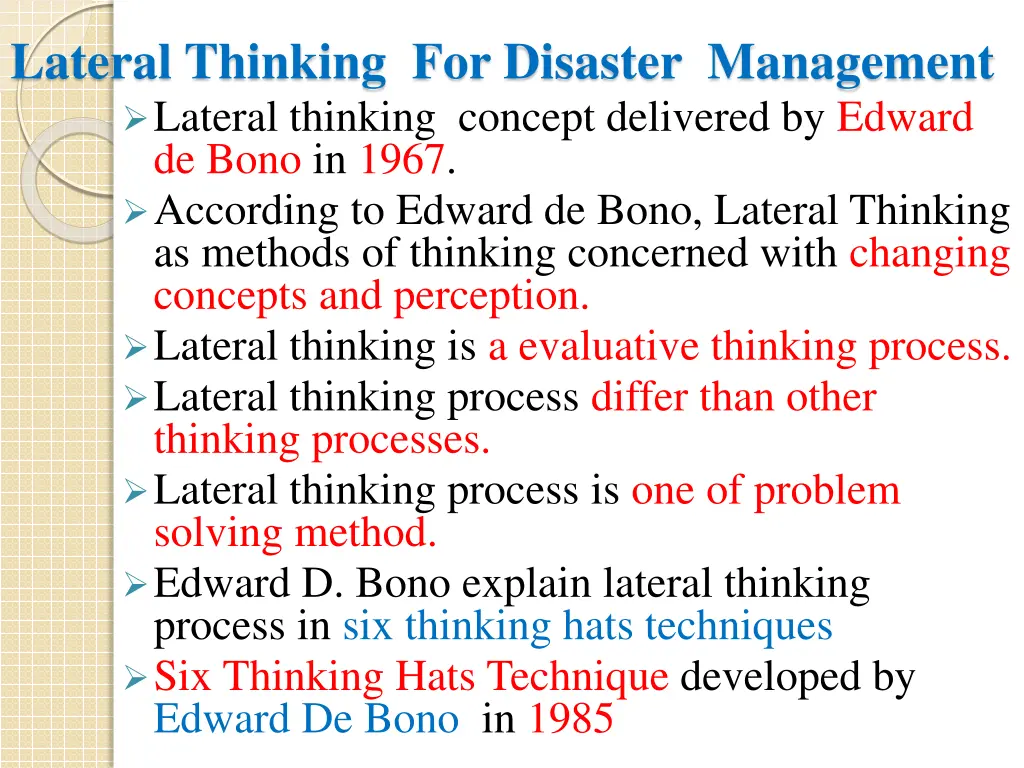 lateral thinking for disaster management lateral