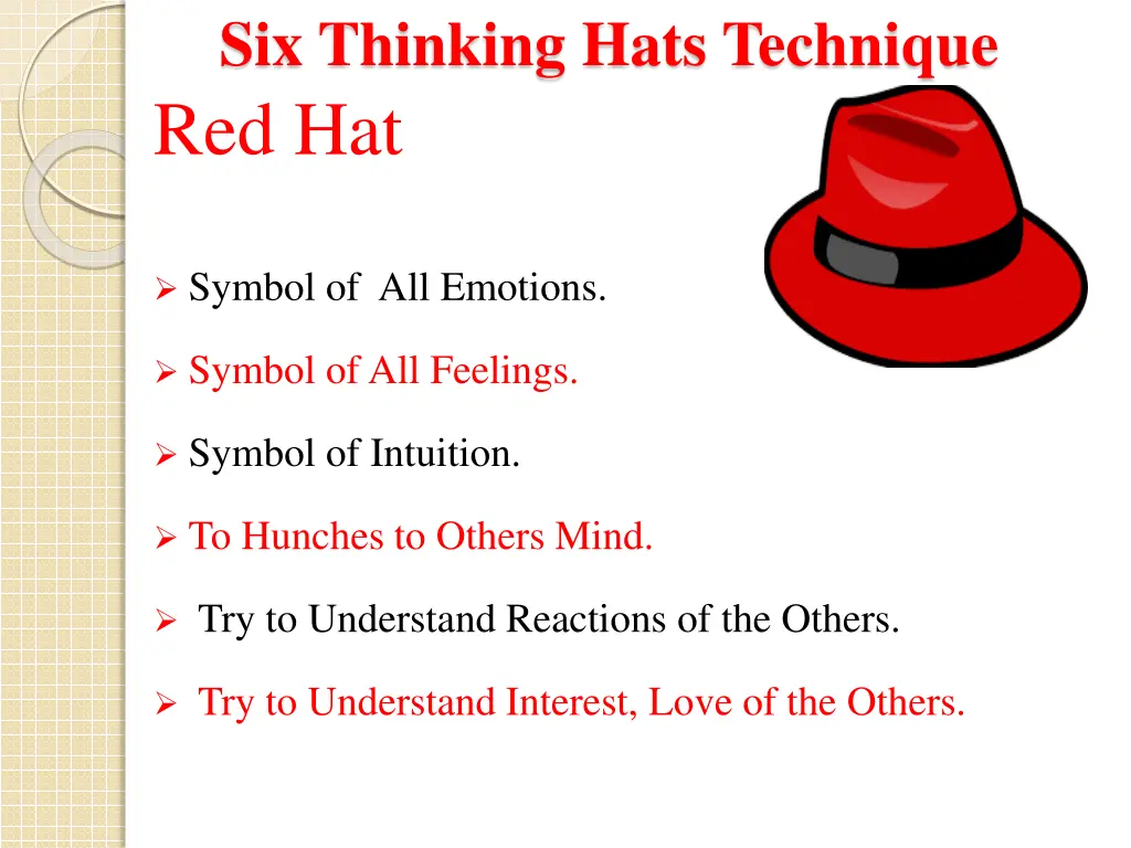 six thinking hats technique red hat