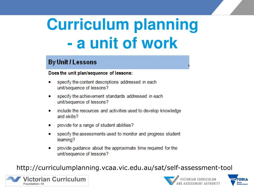 curriculum planning a unit of work