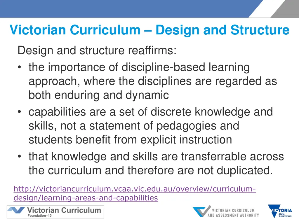 victorian curriculum design and structure design