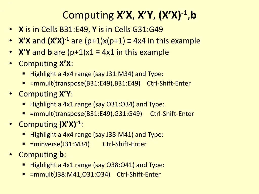 computing x x x y x x 1 b x is in cells