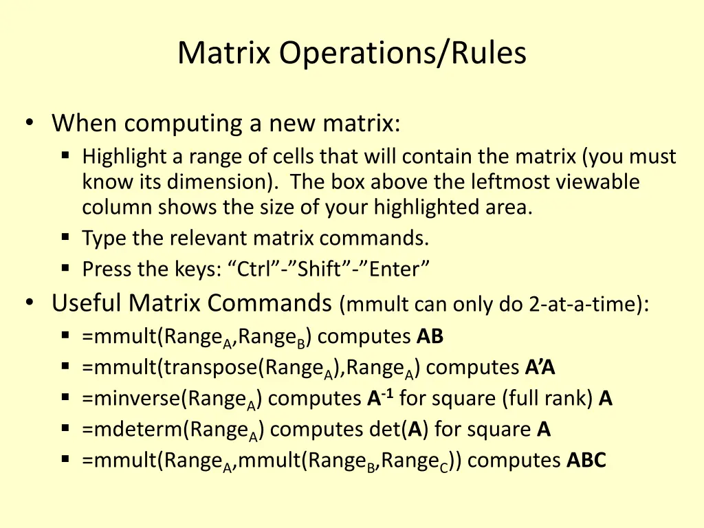 matrix operations rules