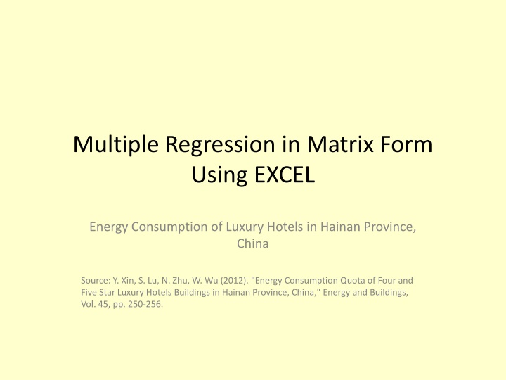 multiple regression in matrix form using excel