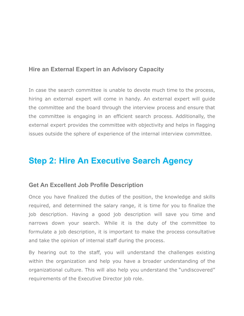 hire an external expert in an advisory capacity