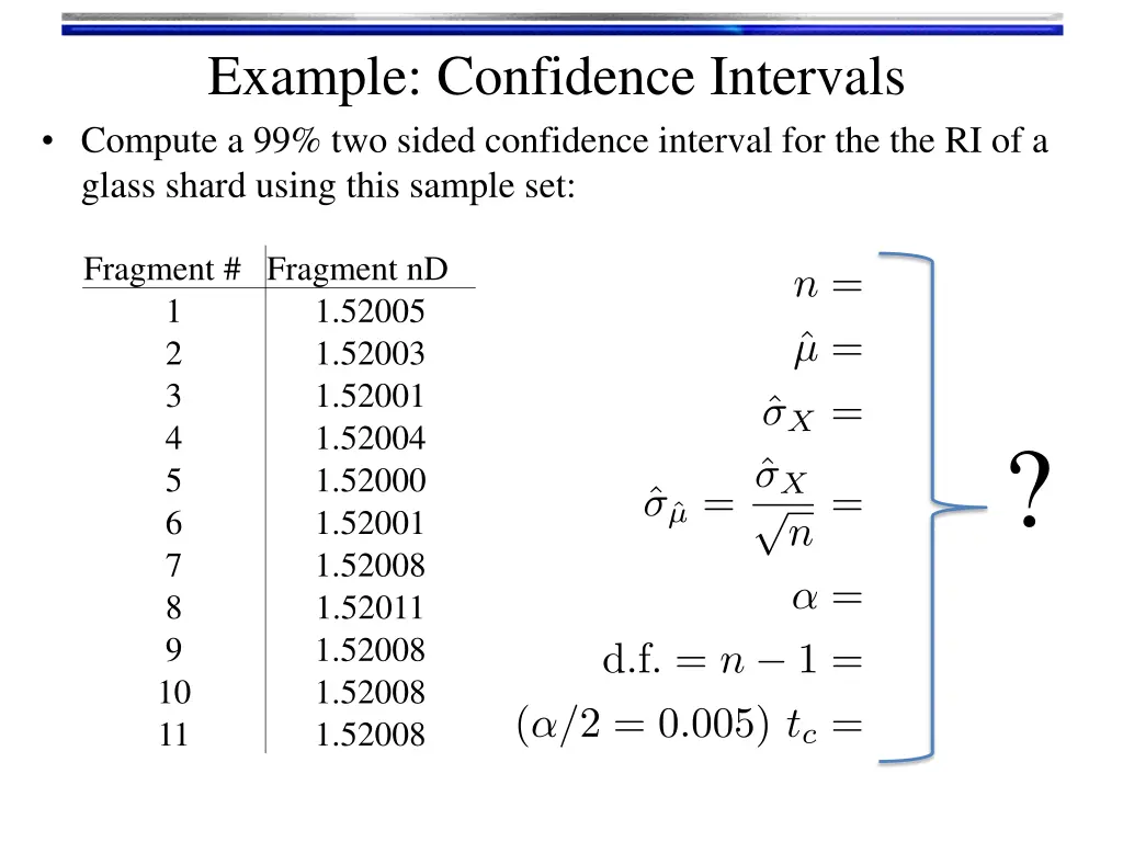 example confidence intervals