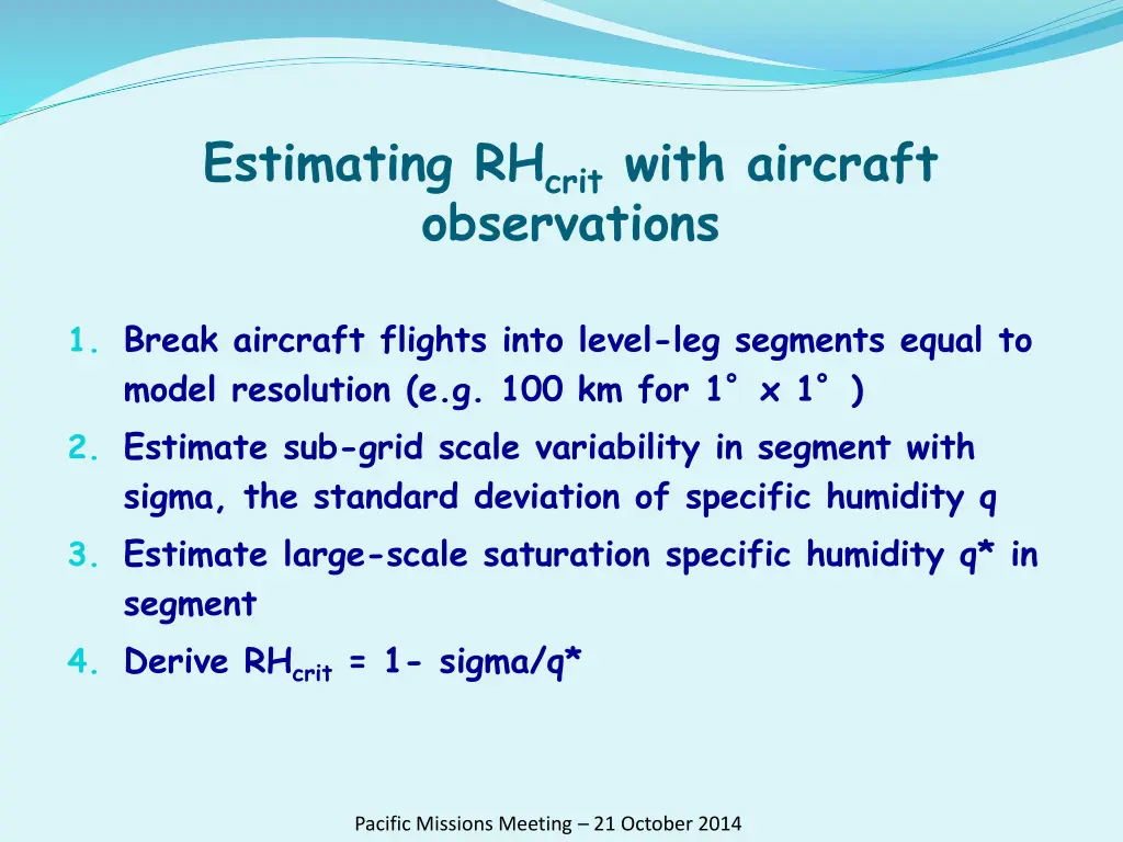 estimating rh crit with aircraft observations