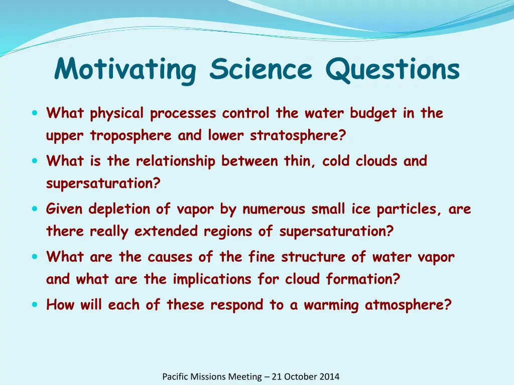 motivating science questions