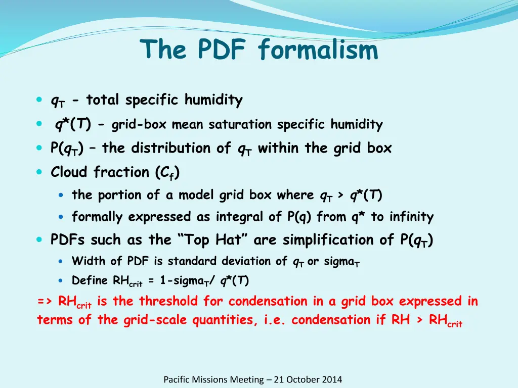 the pdf formalism