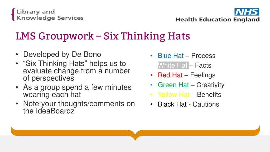 lms groupwork six thinking hats