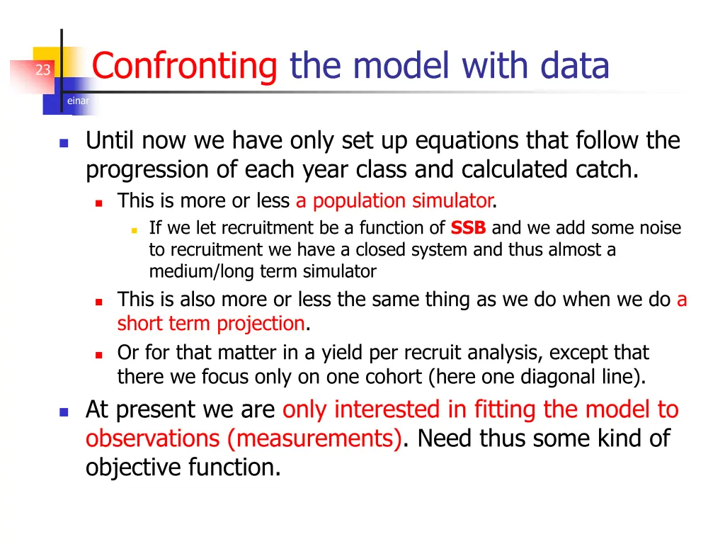 confronting the model with data