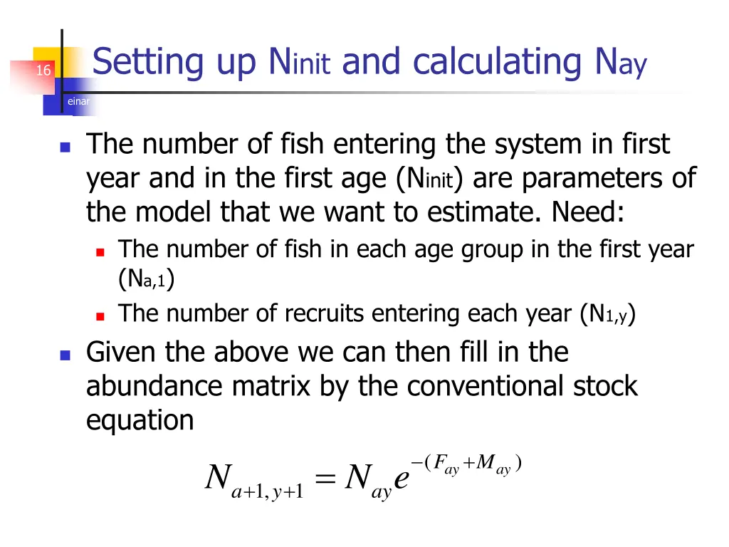 setting up n init and calculating n ay