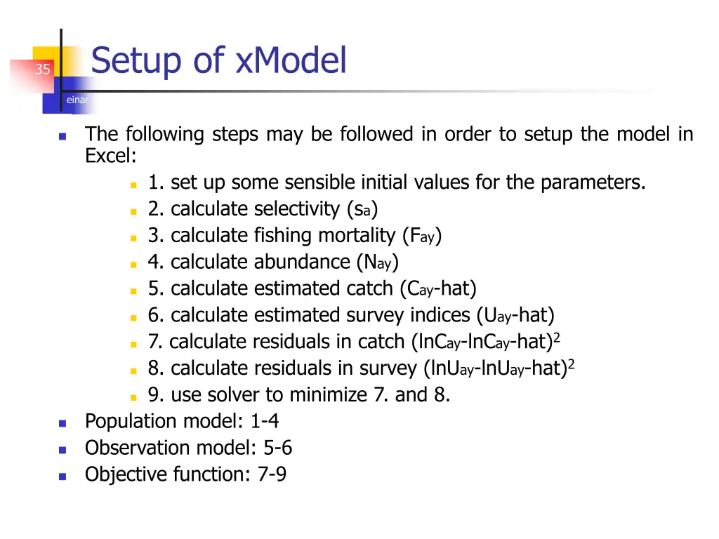 setup of xmodel