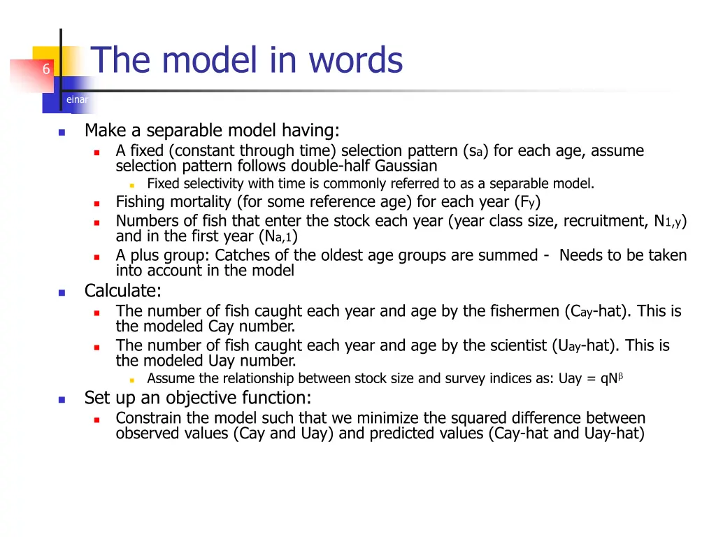 the model in words