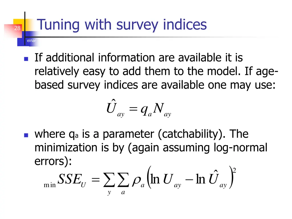 tuning with survey indices