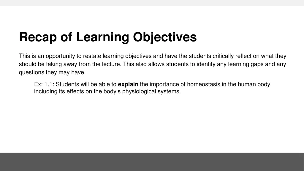 recap of learning objectives