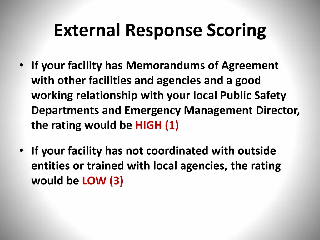 external response scoring