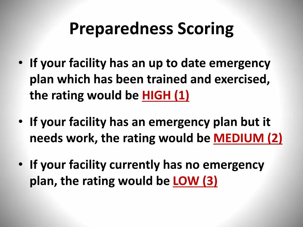 preparedness scoring