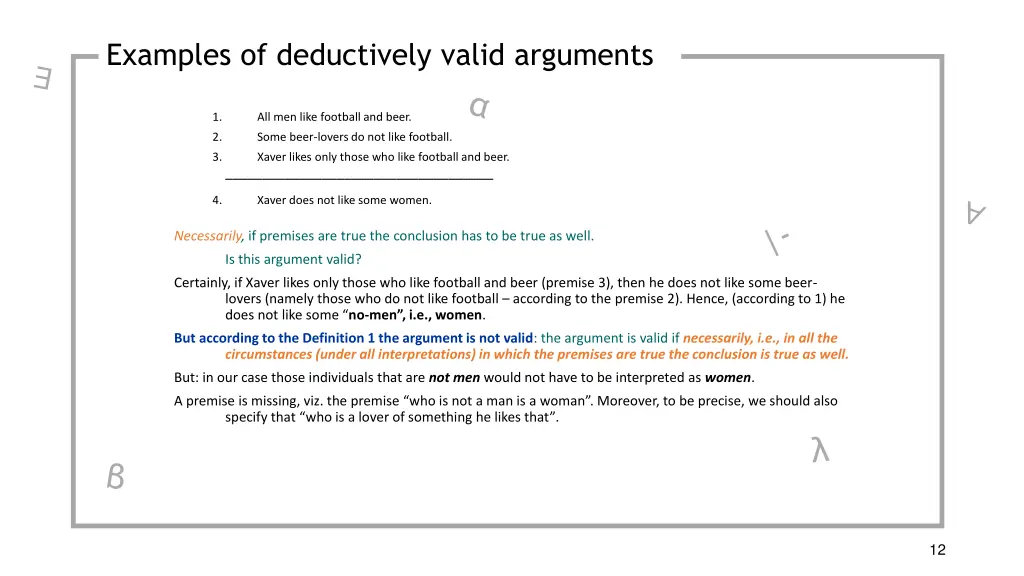 examples of deductively valid arguments 1