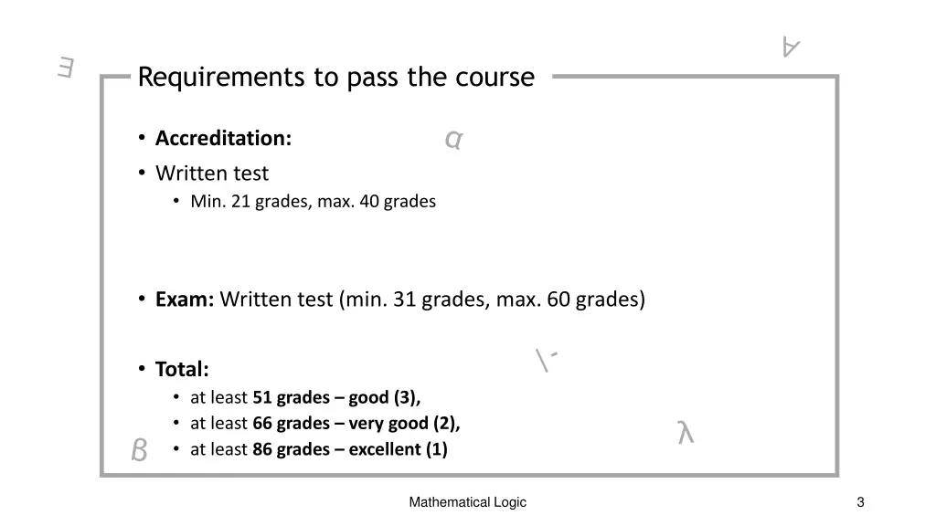 requirements to pass the course