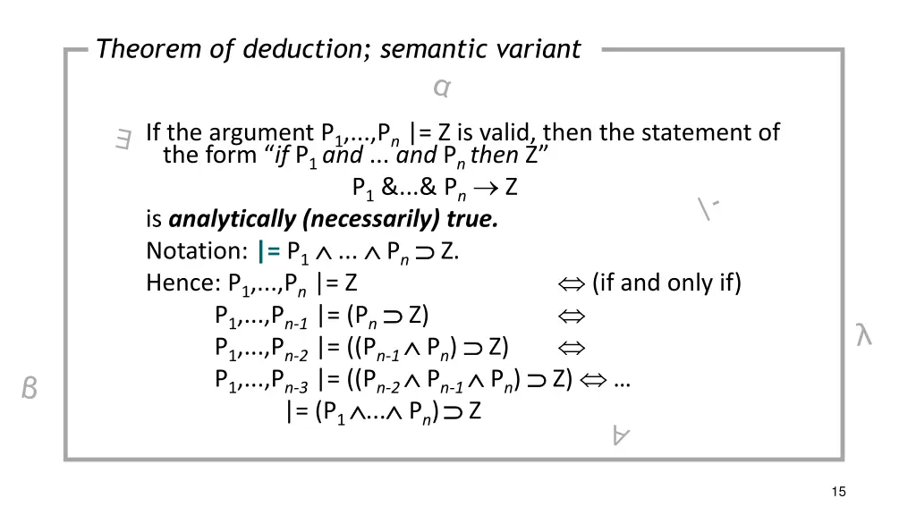 theorem of deduction semantic variant