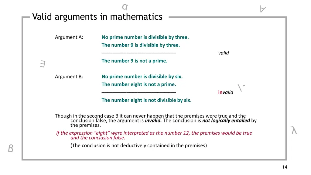 valid arguments in mathematics