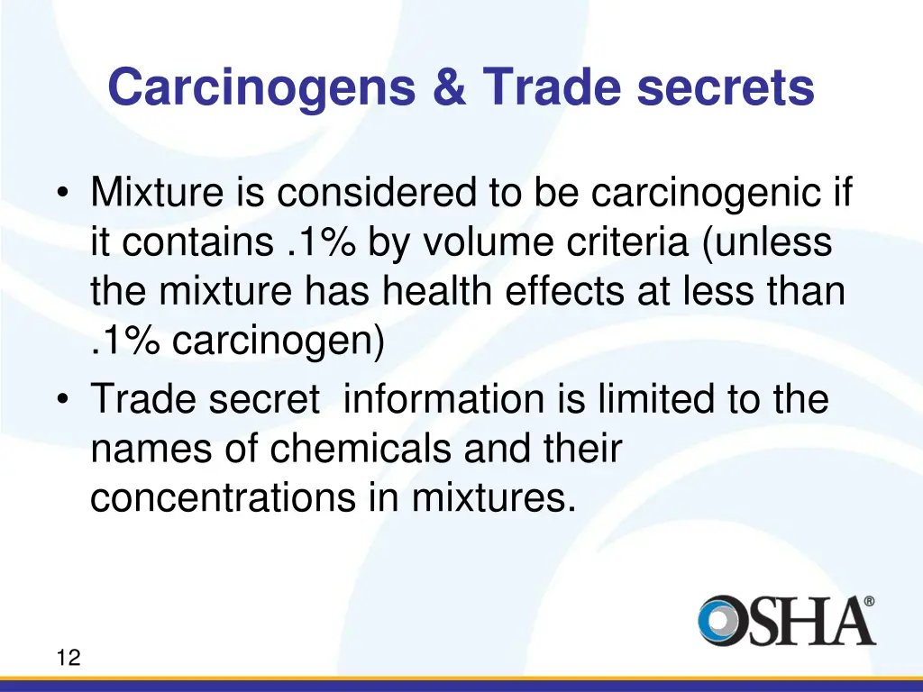 carcinogens trade secrets