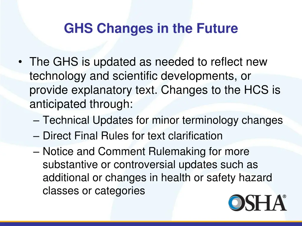 ghs changes in the future