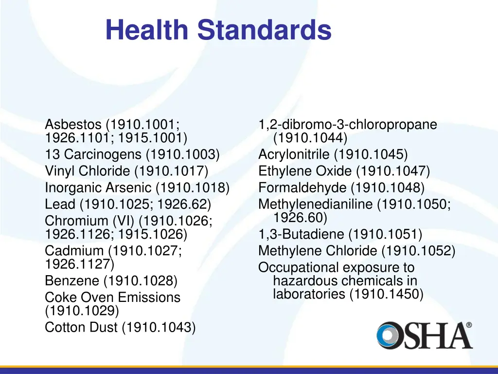 health standards