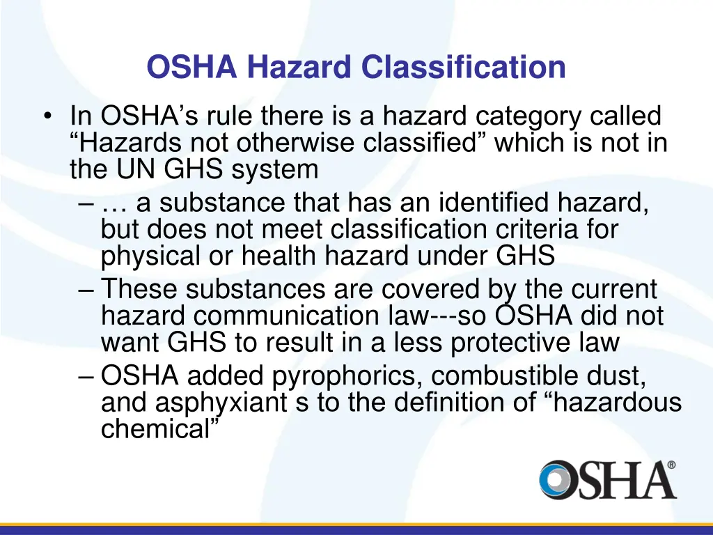 osha hazard classification