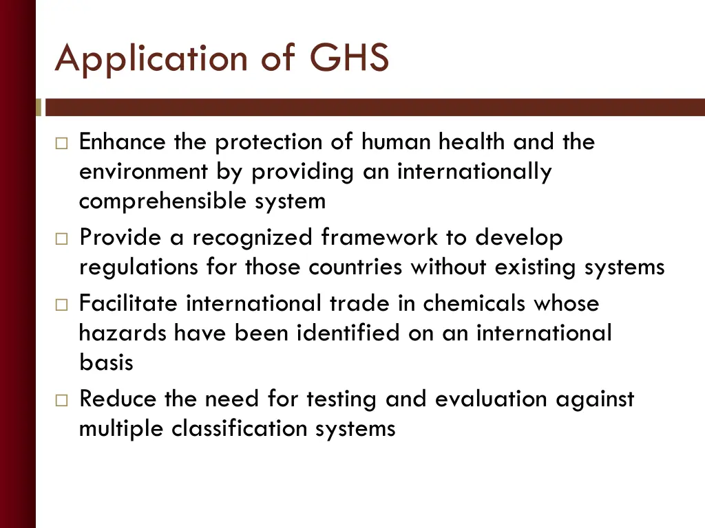 application of ghs