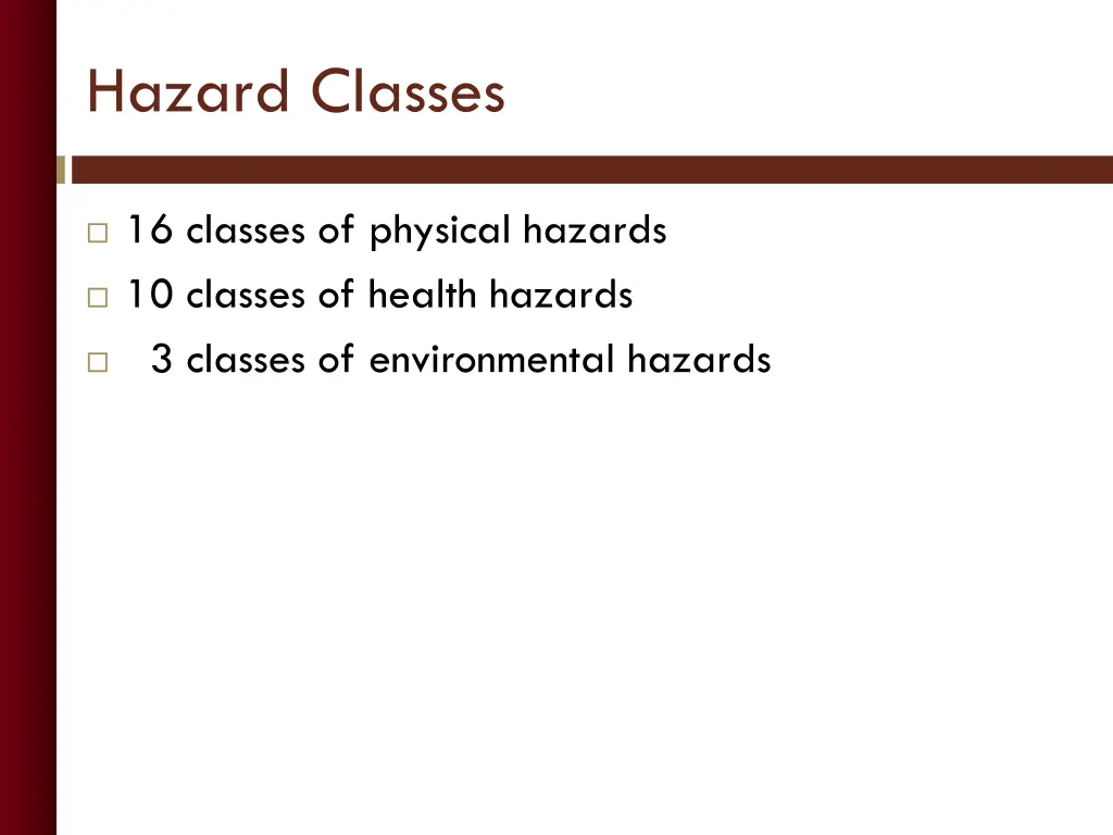 hazard classes