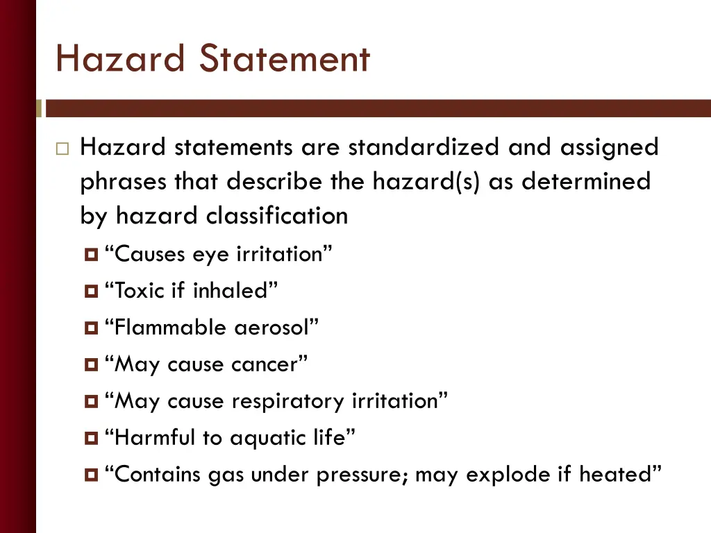 hazard statement