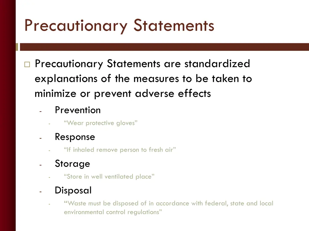 precautionary statements